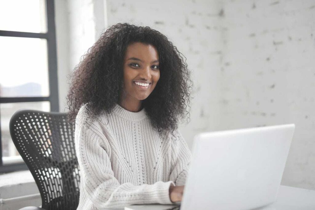 woman working on laptop